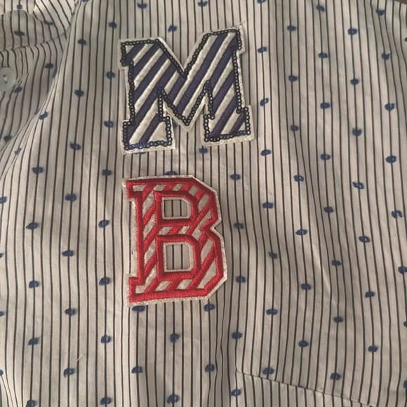 White and Blue Striped Button-Up Dress - Picture 3 of 3